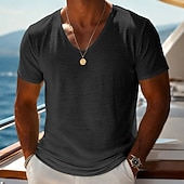 economico magliette di base-Per uomo Maglietta Camicia a Maniche Corte Manica Corta Scollo a V Estate Primavera Semplice Striscia di Fossa Streetwear Elegante Casual Puro Casuale Quotidiano All'aperto Blu Nero Bianco Maglietta