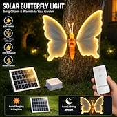 abordables Éclairage paysager-1 lampe solaire papillon de jardin avec ailes mobiles, grande lampe papillon animée à piquer, décoration extérieure étanche à énergie solaire pour pelouse, terrasse, jardin ou allée.