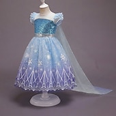 baratos Fantasias para meninas-Semana do Livro 2026 Rainha da Neve Gelado Princesa Elsa Vestidos Capa Vestido da menina de flor Fantasias Festa a fantasia for Para Meninas Crianças Natal Dia da Criança Baile de Máscaras Casamento