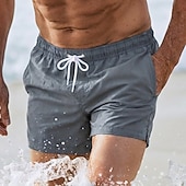 cheap Men's Swim Shorts-Men's Swim Trunks Swim Shorts Board Shorts Drawstring with Mesh lining Plain Solid Colored Quick Dry Above Knee Casual Beach Holiday Hawaiian Casual / Sporty Blue Khaki Stretchy