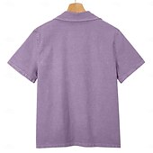 cheap Men's Classic Polo-SoftFade™ Men's Acid Wash Shirt Cotton Polo Shirt Casual Business Lapel Classic Short Sleeve Fashion Basic Solid Color Buttons Washed Summer Spring Regular Fit Blue Black Light Green Pink Navy