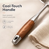 cheap Cooking Utensils-1/2 PCS Wooden Handle Stainless Steel Spider Strainer, 16 Inch Long Handle Deep Fry Skimmer Spoon, Heavy Duty Frying Scoop for French Fries, Pasta, Noodles, Dumplings and Hot Pot, Kitchen Cooking Tool