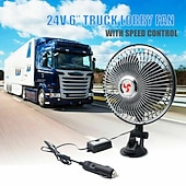 tanie Fani samochodów-Wentylator samochodowy 12 V/24 V z mocną przyssawką, obrotowy o 360° wentylator chłodzący deskę rozdzielczą i przednią szybę, przenośny, cichy automatyczny obieg powietrza do SUV-ów, ciężarówek,
