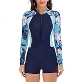 economico Rash Guards Interi-Per donna Costume da Bagno Rash Guard Cerniera Frontale Boyleg Protezione Solare UV UPF50+ Asciugatura Rapida Manica Lunga Body costume da bagno Surf Spiaggia Sport Acquatici Estate
