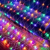 abordables Projecteurs haute tension à brancher-Guirlande lumineuse LED en filet, décoration extérieure en filet, guirlande lumineuse multicolore LED étanche pour buissons, arbustes, haies, arbres et pelouse