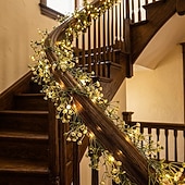 baratos Luzes interiores a pilhas e USB-Guirlanda de luzes de fada com flores sintéticas em formato de estrela, 1,8 m, 20 LEDs, ideal para decoração de casamentos, festas, Dia dos Namorados, Natal, ambientes internos e externos, varandas,
