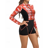 Χαμηλού Κόστους Rash Guards One Pieces-Γυναικεία Προστατευτικά Μαγιό Ολόσωμα κομμάτια Εκτυπωμένο Κουμπώσου Πολύ Ελαφρύ (UL) Προστασία UV Ελαστικό Μακρυμάνικο Μαγιό Σέρφινγκ Ψαροντούφεκο Άνοιξη
