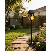 cheap Outdoor Wall Lights-1 Pc Outdoor Solar Flame Wall Light – Waterproof Flickering Fire Effect LED Garden Path Yard Patio Lawn Porch Decorative Lamp, Energy Saving for Summer Party, Camping &amp; Villa Ambiance