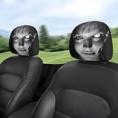 cheap Halloween Slipcover-2/4PCS Cracked Makeup Car Seat Headrest Covers, Funny Prank Headrest Protectors, Universal Fit Stretch Car Interior Accessories, Washable and Easy to Install, Comfortable Seat Protection for Cars, SUV