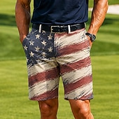  4 juli 2026 250e Voor heren Ster Amerikaanse Amerikaanse vlag korte broek Casual korte broek Golfshorts Medium Taille Zakelijk informeel Werk Golf Festival Platte shorts met 4 zakken Ontwerper Kleding