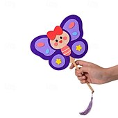  Kit fai da te da 6 pezzi per realizzare ventagli in feltro a forma di animali, ventagli in bambù fatti a mano con nappe, attività creativa estiva di arte e artigianato, panda, coniglietto, ape,