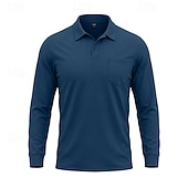 economico Camicia da uomo-Per uomo Tinta unita Maglietta sportiva Polo da golf Maglia da tennis Maglietta da tennis Manica Lunga Tasca Bottoni Leggero Elastico Traspirante Tennis Golf Corsa Colletto a Camicia Top Bianco Cachi