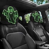 baratos Capa de Halloween-Conjunto de 2/4 capas de encosto de cabeça fluorescentes com tema de fantasmas para o Halloween, capas protetoras que brilham no escuro para encostos de cabeça de carros, decoração universal para