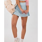 preiswerte Damenröcke &amp; Skorts-Damen Einfarbig Lässiger Rock Tennis-Skort Tennisröcke mit Shorts Tasche Schnelltrocknend Atmungsaktiv Laufen Fitness Yoga Rock Laufrock Weiß Schwarz Blau Tennisbekleidung