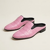 economico Zoccoli e pianelle da uomo-Mocassini da uomo rosa con stampa coccodrillo: scarpe eleganti slip-on di lusso, calzature di tendenza perfette per matrimoni, balli di fine anno e feste alla moda.