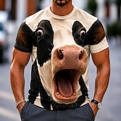  Men's Animal Cows T Shirt Short Sleeve T shirt 3D Print Crew Neck Shirt Funny Casual Daily Street Blue White Blue 1# Summer Spring Clothing Apparel S M L XL 2XL 3XL