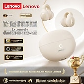 billiga TWS helt trådlösa hörlurar-Lenovo ThinkPlus öppna öronhörlurar, Bluetooth 5.4 luftledningshörlurar med clip-on-funktion, 360 AC HiFi-stereo trådlösa hörlurar med brusreducerande mikrofon, 24 timmars batteritid för sport,