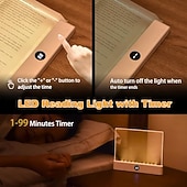 ieftine Lumini de lectură-Lampă de citit cu LED-uri transparente, reîncărcabilă, cu 3 culori &amp;temporizator, lampă cu placă cu panou reglabil, lumină pentru carte pe toată pagina, pentru citit în pat noaptea, cadouri amuzante