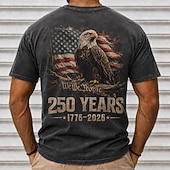  4th of July 2026 250th Men's Eagle American Flag 100 Cotton Acid Wash Heavyweight T-shirt Short Sleeve T shirt DTG Crew Neck Shirt Fashion Daily Holiday Spring Summer Clothing Apparel