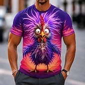 cheap Animal Print T shirts-Men's Animal Bird T Shirt Short Sleeve T shirt 3D Print Crew Neck Shirt Funny Casual Daily Street White Purple Rose Red Summer Spring Clothing Apparel S M L XL 2XL 3XL