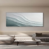 abordables Peintures Abstraites-Hand Painted Sea Beach Canvas Oil Painting Ocean Wave 3D Texture Painting Blue Ocean Painting Living Room Decor Painting Custom Painting