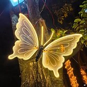 abordables Éclairage paysager-1 lampe solaire papillon de jardin avec ailes mobiles, grande lampe papillon animée à piquer, décoration extérieure étanche à énergie solaire pour pelouse, terrasse, jardin ou allée.