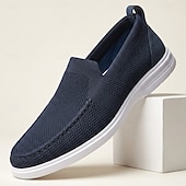 economico Scarpe Casual con Lacci-Mocassini da uomo blu navy in maglia, scarpe casual traspiranti per camminare, scarpe comode e leggere per viaggiare, guidare e per l'uso quotidiano.