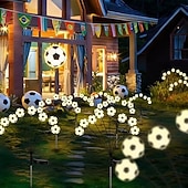 abordables Luces de camino y linternas-Luces solares para jardín con diseño de la Copa de Fútbol 2026, 2 estacas con luces de fútbol con 8 cabezas de bola LED, luces colgantes impermeables para césped, caminos, jardines, patios y parques