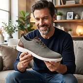economico Scarpe Casual con Lacci-Sneakers Oxford da uomo grigie in maglia, scarpe stringate eleganti e casual, scarpe comode e leggere per ufficio, viaggi e uso quotidiano.