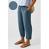  Damen Jeans Freizeithose Abgeschnittene Hose Urlaub Basic Knöchellang Hohe Taille Einfach Tasche Komfort Weich Atmungsaktiv Unelastisch Lässig Täglich Urlaub Blau Schwarz Marineblau Sommer Frühling