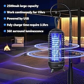 preiswerte Bug Zapper-Kabelloser Insektenvernichter für den Außenbereich, wiederaufladbar, 2-in-1-Funktion: kabellose Mückenlampe mit 2500-mAh-Akku, elektrische Insektenfalle, ideal für drinnen und draußen, z. B. auf