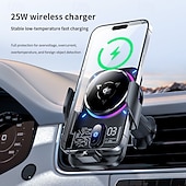 preiswerte Fahrzeughalter-Qi2 25W kabelloses Autoladegerät mit Halbleiterkühlung, magnetischer Schnellkühl-Handyhalterung, automatischer Klemmung und RGB-Beleuchtung, kompatibel mit iPhone 17/16/15/14, Samsung S26 und Android