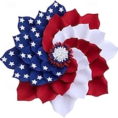 cheap USA 250th-Patriotic American Flag Flower Wreath, 4th of July Independence Day Decor, Red White Blue Stars &amp; Stripes Floral Wall Hanging for Front Door Porch, Memorial Day Veterans Day Decorations