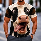 cheap Animal Print T shirts-Men's Animal Milk Cows T Shirt Short Sleeve T shirt 3D Print Crew Neck Shirt Funny Casual Daily Street White White 1 White 2 Summer Spring Clothing Apparel S M L XL 2XL 3XL