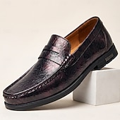 cheap Loafers-Men's Vintage Penny Loafers, Slip-On Business Casual Dress Shoes, Classic Comfort Shoes for Music Festival, Parties, Office, Daily Wear
