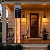 abordables 250e Anniversaire-Bannière lumineuse patriotique américaine (1 pièce) pour porche, décorations extérieures pour le 4 juillet, 250e anniversaire des États-Unis, étoiles et rayures, bannière pour porte d'entrée ou patio.
