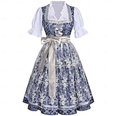 abordables Conjunto de Dirndl-Oktoberfest Vestido de dirndl Conjunto de dirndl Blusa con falda acampanada Jacquard Encaje Mucama Alemán alpino Herencia prados Mujer Carnaval Festival de Cerveza Paño de estilo tradicional