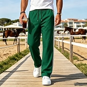 abordables pantalones casuales-Hombre Pantalones Pantalones casuales Pantalones anchos Correa Bolsillo Cintura elástica A Rayas Comodidad Suave Casual Diario Exterior Vacaciones Moda Caqui Negro Microelástico