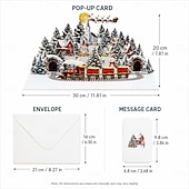 economico Regali-Biglietto di auguri natalizio tridimensionale a comparsa, con grande scena di un villaggio invernale e treno a vapore. &amp;Slitta di Babbo Natale, biglietto d'auguri natalizio fatto a mano per bambini