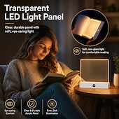 ieftine Lumini de lectură-Lampă de citit cu LED-uri transparente, reîncărcabilă, cu 3 culori &amp;temporizator, lampă cu placă cu panou reglabil, lumină pentru carte pe toată pagina, pentru citit în pat noaptea, cadouri amuzante