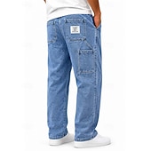 ieftine pantaloni casual-Bărbați Pantaloni Pantaloni de lucru Pantaloni casual Pantaloni din denim Pantaloni de spălat cu acid Buzunar Talie elastică Picior drept Simplu Confort Lungime totală Casual Zilnic În aer liber Mod