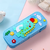 economico Regali-Confezione da 6 astucci per matite fai da te fatti a mano con personaggi dei cartoni animati per bambini, kit di cucito per astucci in feltro con dinosauri, unicorni e sirene, arte per bambini