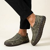cheap Slip-On Casual Shoes-Men's Distressed Canvas Slip-On Loafers – Lightweight Vintage Casual Shoes for Daily Wear, Travel, Outdoor Leisure &amp; Weekend Adventures