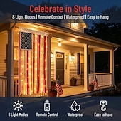  Bannière lumineuse en tissu aux couleurs du drapeau américain, célébration du 250e anniversaire des États-Unis, décorations de jardin pour le 4 juillet, articles de fête patriotiques, pour le Memorial