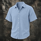abordables Clásico-Hombre Camisa Camisa de verano Ropa de playa Camisa casual Abotonar la camisa Color sólido Casual Vacaciones Vino Azul cielo Caqui Azul Oscuro Manga Corta Cuello Camisero Verano Primavera Ropa