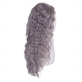 cheap Historical Wigs-26 Inch Long Wavy Grey Wigs for Women Free Part Hairline Fluffy Hairstyle Victorian Ghost Costume Halloween Party Wig Gothic Horror Witch Cosplay