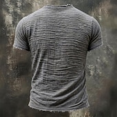 abordables Camisetas de Algodón y Lino-Camiseta de hombre 100% algodón, manga corta, cuello en V, verano, primavera, color liso, texturizada, vacaciones, vintage, deportiva, borde sin rematar, informal, hogar, exterior, negro, blanco, vino, camiseta para hombre