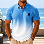 ieftine Polo hawaian pentru bărbați-Bărbați Gradiant Tricouri polo Waffle Manșon scurt Tricouri de polo Cămăși cu guler Stațiune Îmbrăcăminte Atletică Ținuta de festival Imprimare 3D Nasturi Material Plasă care Respiră Primavara vara