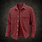 economico Camicie da lavoro da uomo-camicia da uomo softfade™ camicia casual camicia in denim camicia acid wash capo tinto manica lunga camicia semplice colletto casual quotidiano tasca frontale abbigliamento elegante vintage moda