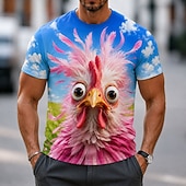  Herren Tiermotiv Vogel T Shirt Kurzarm T-Shirt 3D-Druck Rundhalsausschnitt Hemd Lustig Lässig Täglich Straße Blau Weiß Blau 1# Sommer Frühling Bekleidung S M L XL 2XL 3XL